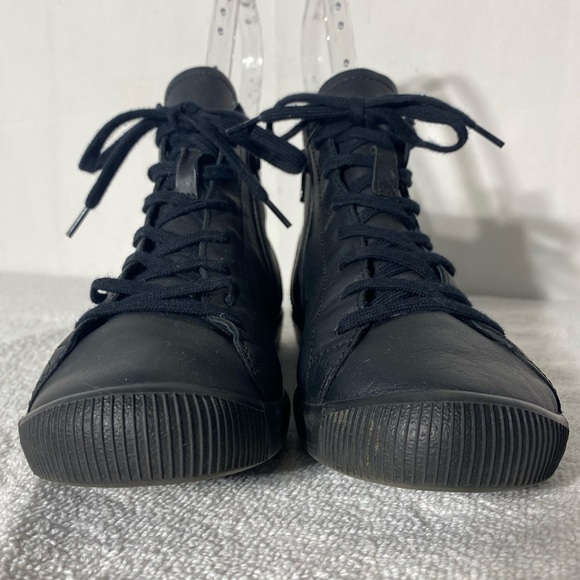 Softinos Black Leather Lace Up High Top Sneakers - Picture 12 of 12